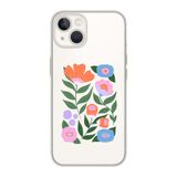 Manitoba iPhone 13 Mini Uyumlu Sanatsal Çiçek Tasarımlı Baskılı Şeffaf Silikon Telefon Kılıfı