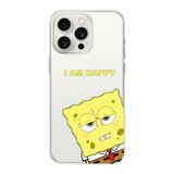 Manitoba iPhone 13 Pro Max ile Uyumlu SpongeBob Tasarımlı Şeffaf Telefon Kılıfı, Silikon, Çok Renkli