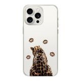 Manitoba iPhone 13 Pro Max Uyumlu Baskılı Yumuşak Silikon Şeffaf Telefon Kılıfı, Leopar Desen