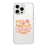 Manitoba iPhone 13 Pro Max Uyumlu Fall In Love Tasarımlı Şeffaf Telefon Kılıfı, Çok Renkli