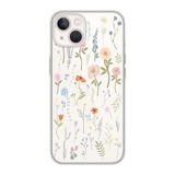 Manitoba iPhone 15 Plus ile Uyumlu Baskılı Yumuşak Silikon Şeffaf Telefon Kılıfı, Çiçek Deseni
