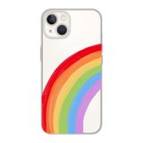 Manitoba iPhone 15 Plus ile Uyumlu Baskılı Yumuşak Silikon Şeffaf Telefon Kılıfı, Gökkuşağı Desen