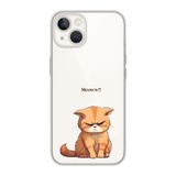 Manitoba iPhone 15 Plus ile Uyumlu Baskılı Yumuşak Silikon Şeffaf Telefon Kılıfı, Kedi Deseni
