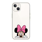 Manitoba iPhone 15 Plus ile Uyumlu Baskılı Yumuşak Silikon Şeffaf Telefon Kılıfı, Minnie Mouse Desen