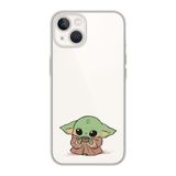 Manitoba iPhone 15 Plus Uyumlu Baby Yoda Tasarımlı Baskılı Şeffaf Telefon Kılıfı
