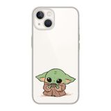 Manitoba iPhone 15 Plus Uyumlu Baby Yoda Tasarımlı Şeffaf Telefon Kılıfı, Silikon, Çok Renkli