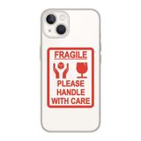 Manitoba iPhone 15 Plus Uyumlu Baskılı Yumuşak Silikon Şeffaf Telefon Kılıfı, Fragile Desen