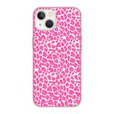 Manitoba iPhone 15 Plus Uyumlu Baskılı Yumuşak Silikon Şeffaf Telefon Kılıfı, Pembe Leopar Desen