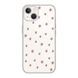Manitoba iPhone 15 Plus Uyumlu Baskılı Yumuşak Silikon Şeffaf Telefon Kılıfı, Pembe Yıldız Desen