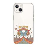 Manitoba iPhone 15 Plus Uyumlu Believe Tasarımlı Şeffaf Telefon Kılıfı, Çok Renkli