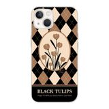 Manitoba iPhone 15 Plus Uyumlu Black Tulips Tasarımlı Şeffaf Telefon Kılıfı, Çok Renkli