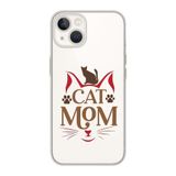 Manitoba iPhone 15 Plus Uyumlu Cat Mom Tasarımlı Şeffaf Telefon Kılıfı, Silikon, Çok Renkli