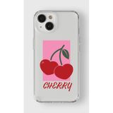 Manitoba iPhone 15 Plus Uyumlu Cherry Tasarımlı Baskılı Şeffaf Telefon Kılıfı