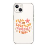 Manitoba iPhone 15 Plus Uyumlu Fall In Love Tasarımlı Şeffaf Telefon Kılıfı, Çok Renkli