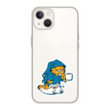 Manitoba iPhone 15 Plus Uyumlu Garfield Tasarımlı Şeffaf Telefon Kılıfı, Silikon, Çok Renkli