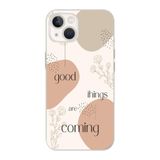 Manitoba iPhone 15 Plus Uyumlu Good Things Are Coming Tasarımlı Şeffaf Telefon Kılıfı, Çok Renkli
