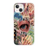 Manitoba iPhone 15 Plus Uyumlu I See You Tasarımlı Baskılı Şeffaf Telefon Kılıfı