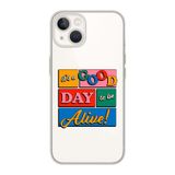 Manitoba iPhone 15 Plus Uyumlu It's A Good Day Tasarımlı Şeffaf Telefon Kılıfı, Çok Renkli
