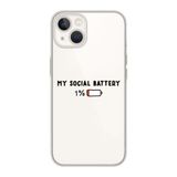Manitoba iPhone 15 Plus Uyumlu My Social Battery Tasarımlı Şeffaf Telefon Kılıfı