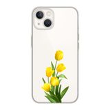 Manitoba iPhone 15 Plus Uyumlu Sarı Lale Tasarımlı Şeffaf Telefon Kılıfı