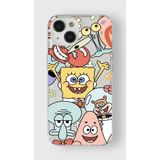 Manitoba iPhone 15 Plus Uyumlu SpongeBob Tasarımlı Baskılı Şeffaf Telefon Kılıfı