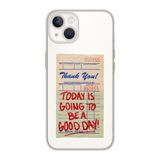 Manitoba iPhone 15 Plus Uyumlu Thank You Tasarımlı Şeffaf Telefon Kılıfı, Çok Renkli