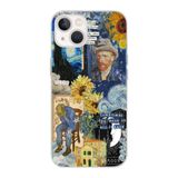 Manitoba iPhone 15 Plus Uyumlu Van Gogh Tasarımlı Şeffaf Telefon Kılıfı, Çok Renkli