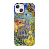 Manitoba iPhone 15 Plus Uyumlu Van Gogh Tasarımlı Şeffaf Telefon Kılıfı, Silikon, Çok Renkli