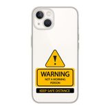Manitoba iPhone 15 Plus Uyumlu Warning Tasarımlı Şeffaf Telefon Kılıfı, Çok Renkli