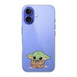 Manitoba iPhone 16 Plus Uyumlu Baby Yoda Tasarımlı Baskılı Şeffaf Telefon Kılıfı