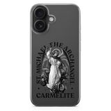 Manitoba iPhone 16 Plus Uyumlu Baskılı Yumuşak Silikon Şeffaf Telefon Kılıfı, St. Michael The Archangel Carmelite Desen
