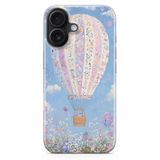 Manitoba iPhone 16 Uyumlu Baskılı Yumuşak Silikon Şeffaf Telefon Kılıfı, Çiçek Balon Deseni