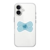 Manitoba iPhone 16 Uyumlu Kalp Yara Bandı Tasarımlı Şeffaf Telefon Kılıfı, Silikon, Çok Renkli