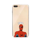Manitoba iPhone 7 Plus / 8 Plus ile Uyumlu Örümcek Adam Tasarımlı Şeffaf Telefon Kılıfı