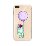 Manitoba iPhone 7 Plus / 8 Plus Uyumlu Astronot Tasarımlı Baskılı Şeffaf Telefon Kılıfı