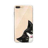 Manitoba iPhone 7 Plus / 8 Plus Uyumlu Baskılı Yumuşak Silikon Şeffaf Telefon Kılıfı, Kedi Deseni