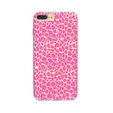 Manitoba iPhone 7 Plus / 8 Plus Uyumlu Baskılı Yumuşak Silikon Şeffaf Telefon Kılıfı, Pembe Leopar Desen