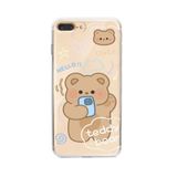 Manitoba iPhone 7 Plus / 8 Plus Uyumlu Baskılı Yumuşak Silikon Şeffaf Telefon Kılıfı, Teddy Bear Desen
