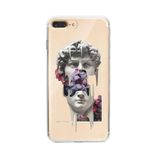 Manitoba iPhone 7 Plus / 8 Plus Uyumlu David Vaporwave Tasarımlı Şeffaf Telefon Kılıfı, Çok Renkli