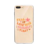 Manitoba iPhone 7 Plus / 8 Plus Uyumlu Fall In Love Tasarımlı Şeffaf Telefon Kılıfı, Çok Renkli