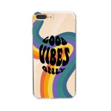 Manitoba iPhone 7 Plus / 8 Plus Uyumlu Good Vibes Only Tasarımlı Şeffaf Telefon Kılıfı, Çok Renkli