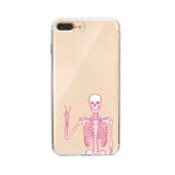 Manitoba iPhone 7 Plus / 8 Plus Uyumlu İskelet Tasarımlı Şeffaf Telefon Kılıfı, Pembe