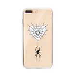 Manitoba iPhone 7 Plus / 8 Plus Uyumlu Kalp Örümcek Ağı Tasarımlı Şeffaf Silikon Telefon Kılıfı