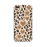 Manitoba iPhone 7 Plus / 8 Plus Uyumlu Kalp ve Leopar Desen Tasarımlı Şeffaf Telefon Kılıfı