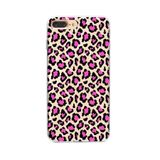 Manitoba iPhone 7 Plus / 8 Plus Uyumlu Leopar Desen Tasarımlı Şeffaf Telefon Kılıfı, Pembe-Siyah
