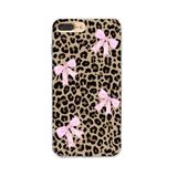 Manitoba iPhone 7 Plus / 8 Plus Uyumlu Leopar ve Fiyonk Tasarımlı Baskılı Şeffaf Telefon Kılıfı
