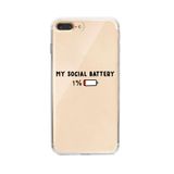 Manitoba iPhone 7 Plus / 8 Plus Uyumlu My Social Battery Tasarımlı Şeffaf Telefon Kılıfı
