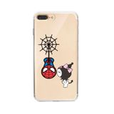 Manitoba iPhone 7 Plus / 8 Plus Uyumlu Örümcek Adam Tasarımlı Şeffaf Telefon Kılıfı, Silikon, Çok Renkli