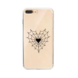 Manitoba iPhone 7 Plus / 8 Plus Uyumlu Örümcek Ağı Kalp Tasarımlı Şeffaf Telefon Kılıfı
