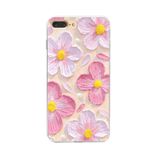 Manitoba iPhone 7 Plus / 8 Plus Uyumlu Pastel Çiçek Tasarımlı Baskılı Şeffaf Telefon Kılıfı